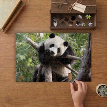 Punto Dizayn Ağaçta El Sallayan Panda Tasarımı 240 Parça Ahşap Puzzle Ahşap Kutuda MPY50323
