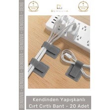 #cırtbant 20 Adet Kablo Düzenleyici Renkli Güçlü Yapışkanlı Kendinden Yapışkanlı Cırt Cırtlı Bant