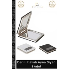 #ayna Modern Tasarım Lüks Dekoratif Estetik Siyah Deri Kaplama Ev Derili Plakalı Ayna Siyah - 1 Adet