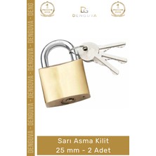 #asmakilit Profesyonel Paslanmaz Pirinç Gövde Güçlendirilmiş Çelik Halka Sarı Asma Kilit 25 mm - 2 Adet