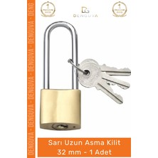 #asmakilit Yüksek Güvenlikli Çelik Gövde Korozyona Dayanıklı Profesyonel Sarı Uzun Asma Kilit 32 mm - 1 Adet