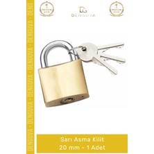 #asmakilit Pirinç Gövde Yüksek Güvenlikli Dayanıklı Çelik Kanca Küçük Boyut Sarı Asma Kilit 20 mm - 1 Adet