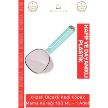 #mamaküreği Klipsli 180 ml Hijyenik Evcil Hayvan Porsiyon Kontrolü Ölçekli Kedi Köpek Mama Küreği - 1 Adet