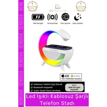 #telefonstandı Rgb LED Işıklı Kablosuz Şarjlı Masa Lambası Saatli Hoparlör Telefon Standı 3 In 1 Speaker
