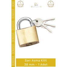 #asmakilit Güvenli Pirinç Gövde Sert Çelik Halkalı Paslanmaz Profesyonel Sarı Asma Kilit 38 mm - 1 Adet