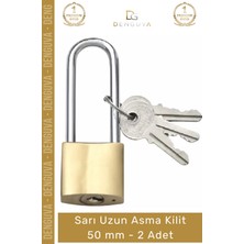 #asmakilit Pirinç Kaplama Yüksek Güvenlikli Sağlam Dış Mekan Koruma Sarı Uzun Asma Kilit 50 mm - 2 Adet