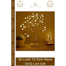 #ledışık Modern Inci Detaylı Işıklı Ağaç 36 Ledli USB Pilli Ambiyans Aydınlatma Dekoratif Masa Üstü LED Işık