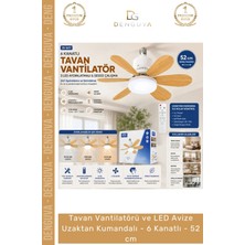 #vantilatör Vantilatörü LED Avize Modern Ahşap Görünümlü Uzaktan Kumandalı 6 Kanatlı 52 cm