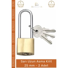 #asmakilit Sarı Pirinç Gövde Uzun Kanca Hırsızlığa Karşı Ekstra Dayanıklı Güvenli Asma Kilit 25 mm - 2 Adet