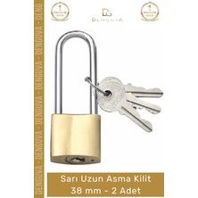 #asmakilit Dayanıklı Pirinç Gövde Profesyonel Güçlendirilmiş Emniyetli Güven Sarı Uzun Asma Kilit 38 mm - 2 Adet