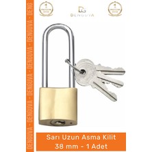 #asmakilit Dayanıklı Pirinç Gövde Profesyonel Güçlendirilmiş Emniyetli Güven Sarı Uzun Asma Kilit 38 mm - 1 Adet