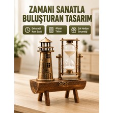 Shopwave Vintage Kum Saati + Deniz Feneri Modeli – Ahşap Gövdeli Masa Üstü Dekor Yeni Nesil