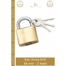 #asmakilit Güvenli Pirinç Gövde Sert Çelik Halkalı Paslanmaz Profesyonel Sarı Asma Kilit 38 mm - 2 Adet