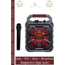 #hoparlör Taşınabilir Bluetooth Amfili Hoparlör 65 Inç USB Aux Şarjlı Mikrofon Siyah Karaoke Box