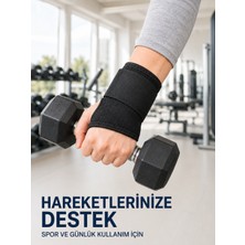 Karahanbey Başparmak Geçişli El Bilek Desteği Ayarlanabilir Cırtlı Bileklik Bandajı Siyah -