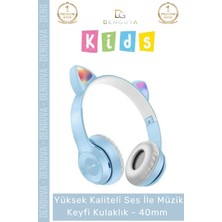 #kulaklık Işıklı LED Çocuk Mikrofonlu Kulaküstü Stereo Şarjlı Pembe Rgb Kablosuz Bluetooth Kedili Kulaklık