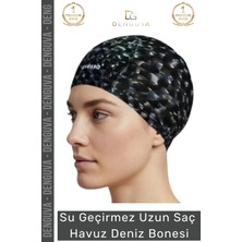 #bone Uzun Saç Kaymaz Su Geçirmez Sızdırmaz Yüzücü Deniz Bonesi Elastik Bez Yüzme Şapkası