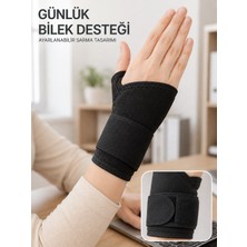 Karahanbey Siyah El Bilek Desteği Cırtlı Ayarlanabilir Başparmak Geçişli Bileklik Spor Bandajı -