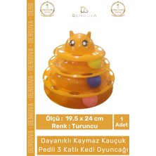 #kedioyuncağı 3 Katlı Kedi Başlıklı Toplu Hareketli Petzoom Kule Eğitici Kedi Oyuncağı 19,5 cm x 24CM