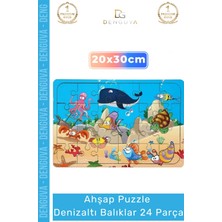 #puzzle Eğitici Doğal Materyal Çocuk Gelişim Destekli Ahşap Puzzle Denizaltı Balıklar 24 Parça