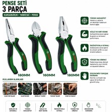 Tuğra Çelik Bosch 1600A02C0S 3 Parça Pense Seti - 7 Inç Pense, 6 Inç Yan Keski, 7 Inç Kargaburnu
