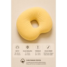 Moonzy Minimalist & Cozy  Bean Piercing Yastığı, Yan Yatanlar Için Boyun Destekli,  %100 Pamuk Poplin