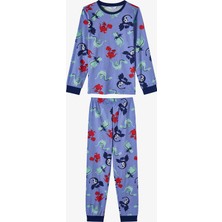 Penti Erkek Çocuk Lila Dragon Repeat Pamuklu Uzun Kollu Pijama Takımı