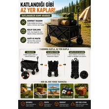 Savarga Üst Masalı Katlanabilir Kamp Arabası Çekme Kollu Geniş Hazneli Piknik ve Plaj Arabası
