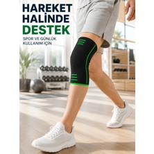 Savarga Örme Spor Dizlik Siyah Yeşil Esnek Diz Destekleyici Günlük Kullanım