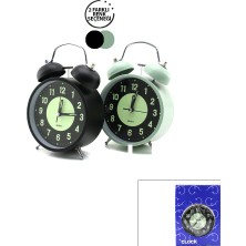 Uravas Store Alarm Clock NO-847 Yuvarlak Masa Çalar Saat Metal Kasa Renkli Pilli - Işıklı - Fosforlu Çap: 11CM Bgc-37 Herhangi Bir Renk Gönderilir BX40