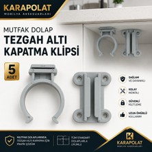 Karapolat 5 Adet Gri Ahşap - Alüminyum Baza Klipsi Mutfak Dolap Tezgah Alt Kısım Kapatma Klipsi