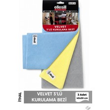 Ellesill Velvet Mikrofiber Kurulama Bezi 3'lü 40X30 cm - Araç Mutfak Bardak Tabak Yüzey Kurulama Bezi