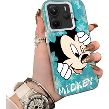 HONTINGA Xiaomi Redmi Note 14 ile Uyumlu Kılıf Silikon Kenar Sert Arka Kamera Koruyucu Basitlik Anti Düşme Kamera Sevgili Çift Kılıf Mickey Desen Couple Telefon Kılıfı K1-1782