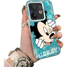 HONTINGA Vivo V60 5g ile Uyumlu Kılıf Silikon Kenar Sert Arka Kamera Koruyucu Basitlik Anti Düşme Kamera Sevgili Çift Kılıf Mickey Desen Couple Telefon Kılıfı K1-1782