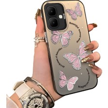 HONTINGA Infinix Smart 10 ile Uyumlu Kılıf Silikon Kenar Sert Arka Kamera Koruyucu Basitlik Anti Düşme Kamera Sevgili Çift Kılıf Kelebek Desen Couple Telefon Kılıfı K1-1783