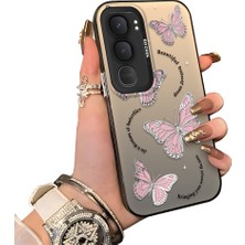 HONTINGA Vivo Y31 5g ile Uyumlu Kılıf Silikon Kenar Sert Arka Kamera Koruyucu Basitlik Anti Düşme Kamera Sevgili Çift Kılıf Kelebek Desen Couple Telefon Kılıfı K1-1783