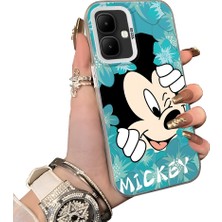 HONTINGA Infinix Smart 10 ile Uyumlu Kılıf Silikon Kenar Sert Arka Kamera Koruyucu Basitlik Anti Düşme Kamera Sevgili Çift Kılıf Mickey Desen Couple Telefon Kılıfı K1-1782