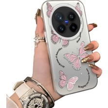 HONTINGA Vivo X200 Pro ile Uyumlu Kılıf Silikon Kenar Sert Arka Kamera Koruyucu Basitlik Anti Düşme Kamera Sevgili Çift Kılıf Kelebek Desen Couple Telefon Kılıfı K1-1783