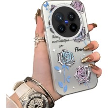 HONTINGA Vivo X300 Pro ile Uyumlu Kılıf Silikon Kenar Sert Arka Kamera Koruyucu Basitlik Anti Düşme Kamera Sevgili Çift Kılıf Çiçekli Kılıf Desen Couple Telefon Kılıfı K1-1784