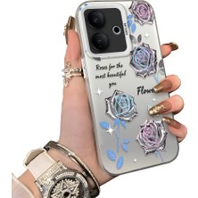 HONTINGA Vivo V60 Lite 5g ile Uyumlu Kılıf Silikon Kenar Sert Arka Kamera Koruyucu Basitlik Anti Düşme Kamera Sevgili Çift Kılıf Çiçekli Kılıf Desen Couple Telefon Kılıfı K1-1784