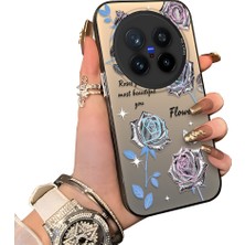 HONTINGA Vivo X200 Pro ile Uyumlu Kılıf Silikon Kenar Sert Arka Kamera Koruyucu Basitlik Anti Düşme Kamera Sevgili Çift Kılıf Çiçekli Kılıf Desen Couple Telefon Kılıfı K1-1784