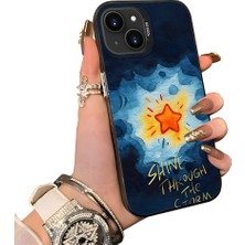 HONTINGA iPhone 15 ile Uyumlu Kılıf Silikon Kenar Sert Arka Kamera Koruyucu Basitlik Anti Düşme Kamera Sevgili Çift Kılıf Yıldız Desen Couple Telefon Kılıfı K1-1786
