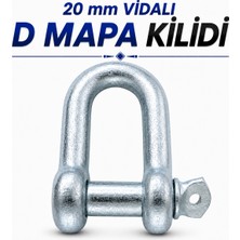 Badem10 20 mm Vidalı D Mapa Kilitli Karabina U Tipi Zincir Kilidi Salıncak Askısı Çelik Bağlantı Aparatı