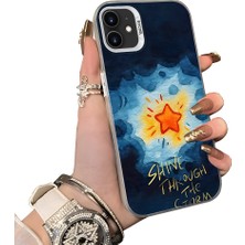 HONTINGA iPhone 12 Mini ile Uyumlu Kılıf Silikon Kenar Sert Arka Kamera Koruyucu Basitlik Anti Düşme Kamera Sevgili Çift Kılıf Yıldız Desen Couple Telefon Kılıfı K1-1786