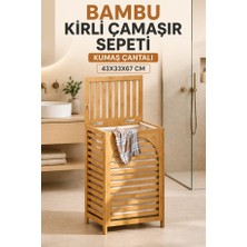 Begin Power Bambu Kirli Çamaşır Sepeti 90 Lt Doğal Ahşap Çamaşır Sepeti Kiler Dolabı Oyuncak Kutusu