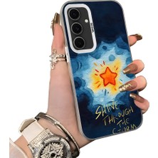 HONTINGA Samsung Galaxy S24 Fe ile Uyumlu Kılıf Silikon Kenar Sert Arka Kamera Koruyucu Basitlik Anti Düşme Kamera Sevgili Çift Kılıf Yıldız Desen Couple Telefon Kılıfı K1-1786