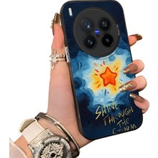 HONTINGA Vivo X300 Pro ile Uyumlu Kılıf Silikon Kenar Sert Arka Kamera Koruyucu Basitlik Anti Düşme Kamera Sevgili Çift Kılıf Yıldız Desen Couple Telefon Kılıfı K1-1786