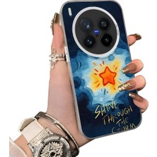 HONTINGA Vivo X300 Pro ile Uyumlu Kılıf Silikon Kenar Sert Arka Kamera Koruyucu Basitlik Anti Düşme Kamera Sevgili Çift Kılıf Yıldız Desen Couple Telefon Kılıfı K1-1786