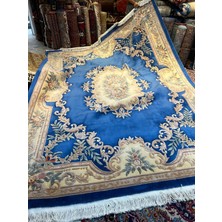 RD Ramazan Dağ El Halı Sanatı El Dokuma Kabartmalı Çin Halısı Birinci Sınıf Kalite Pamuk Saçak Üzerine Yün Dokuma Mavi Renk Ebat 363X274