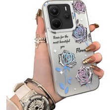 HONTINGA Xiaomi Redmi Note 14 ile Uyumlu Kılıf Silikon Kenar Sert Arka Kamera Koruyucu Basitlik Anti Düşme Kamera Sevgili Çift Kılıf Çiçekli Kılıf Desen Couple Telefon Kılıfı K1-1784
